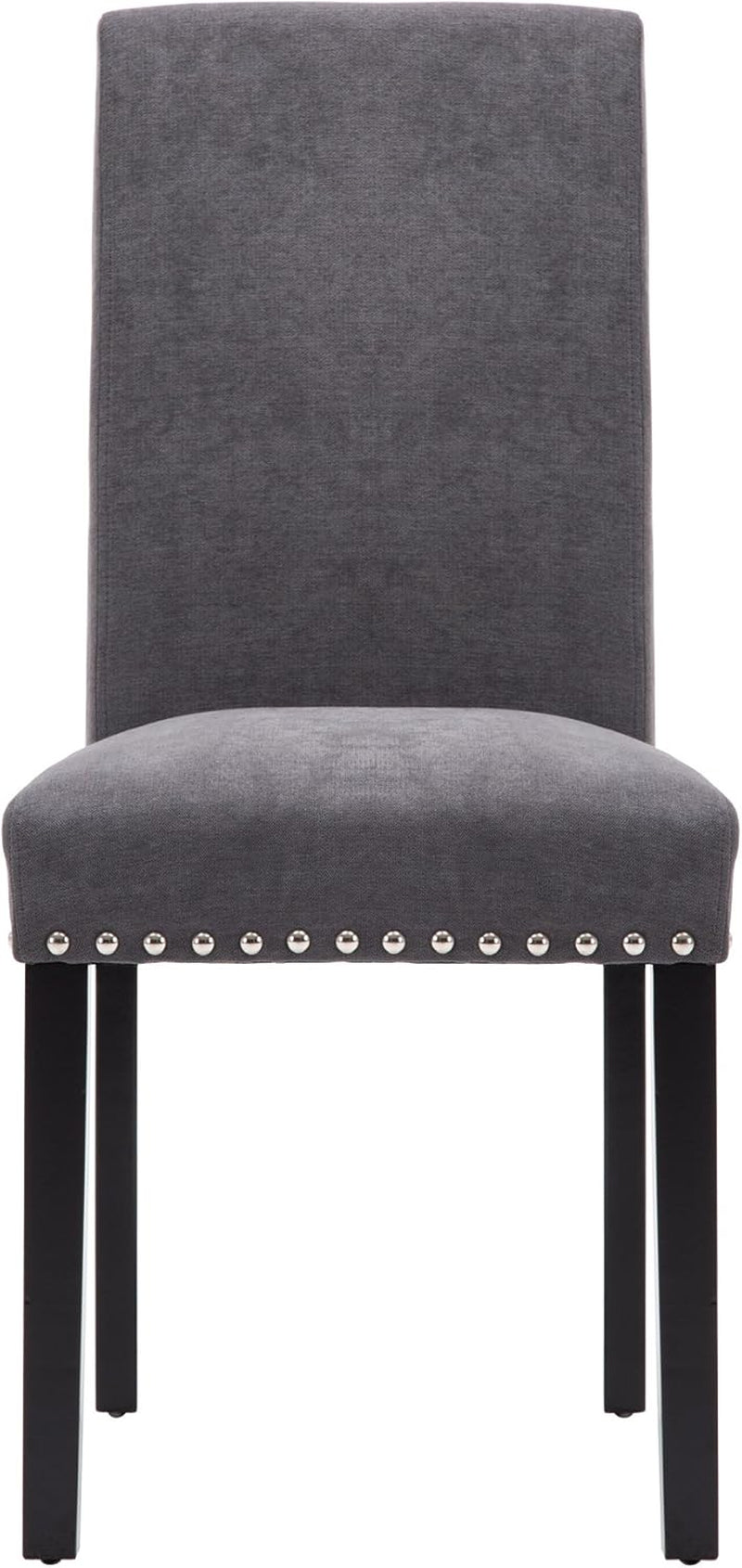 Grey Upholstered Dining Chairs With Copper Nailhead