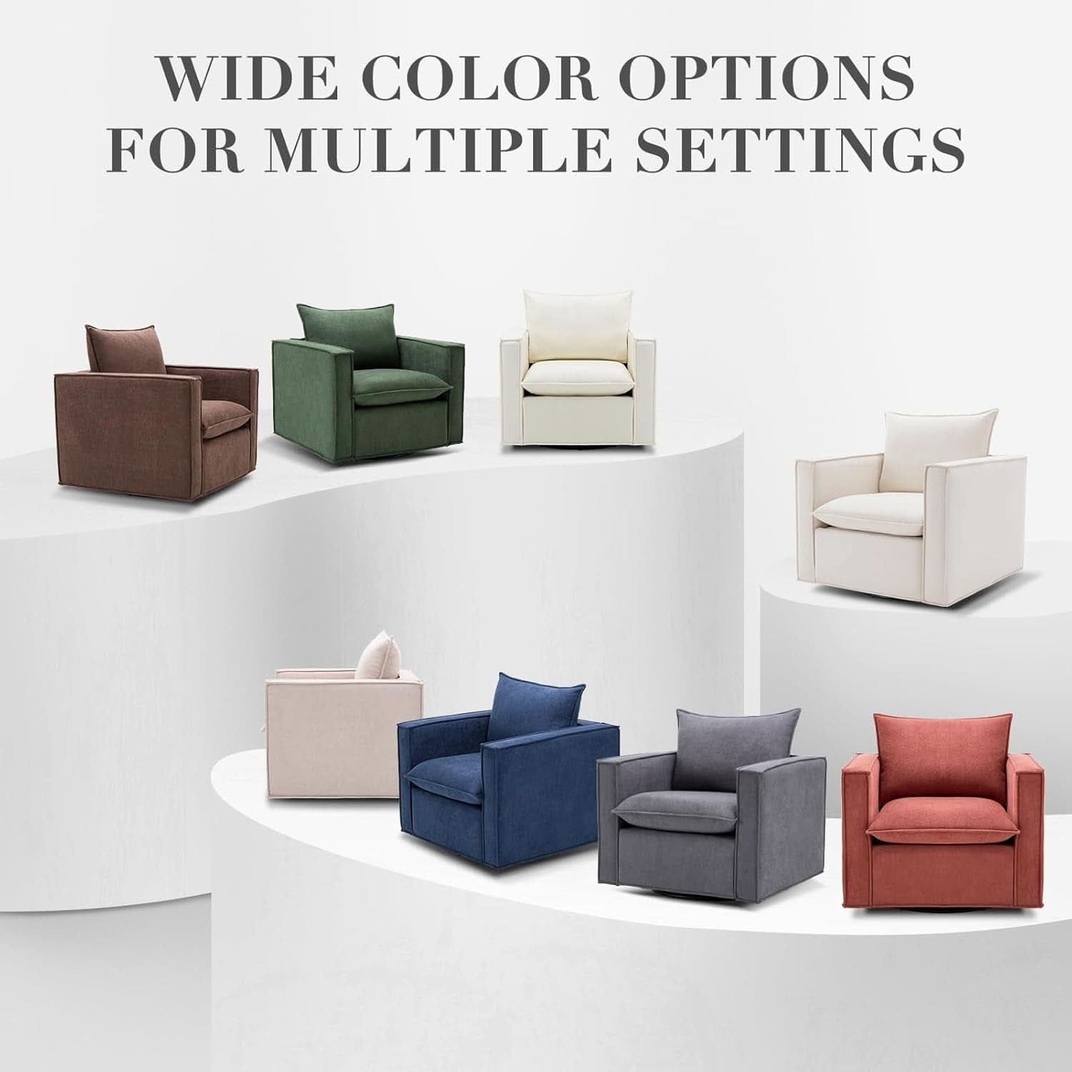 Grey Upholstered Swivel Armchair Twin Pack LivingRoom