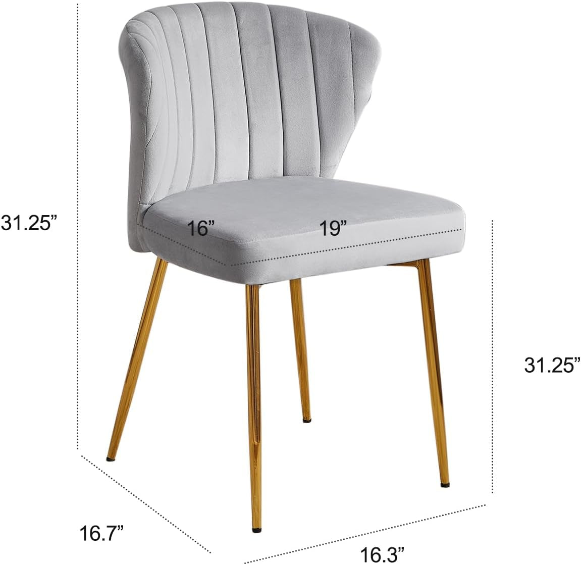 Grey Velvet Dining Chairs With Gold Metal Legs For Dining Room