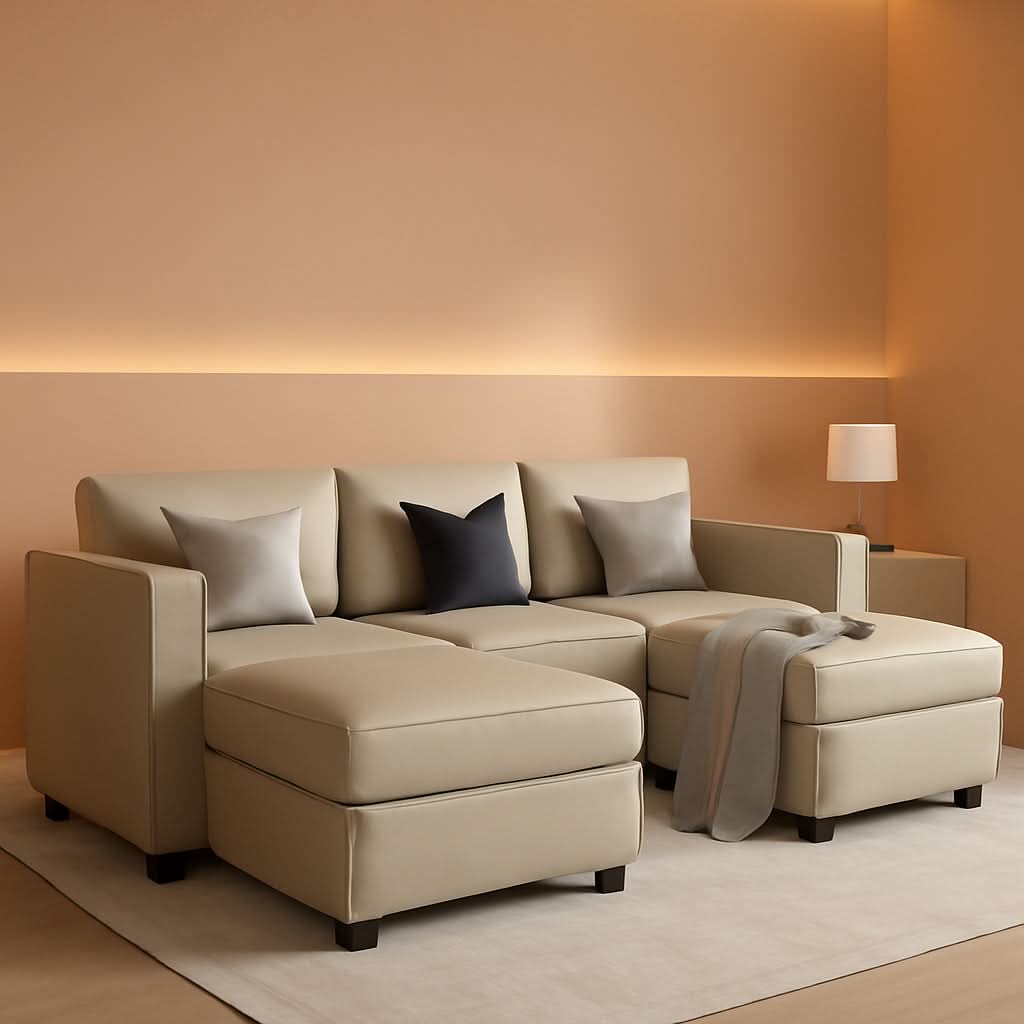 Grey Velvet Modular U Shaped Sectional Sofa Living Room