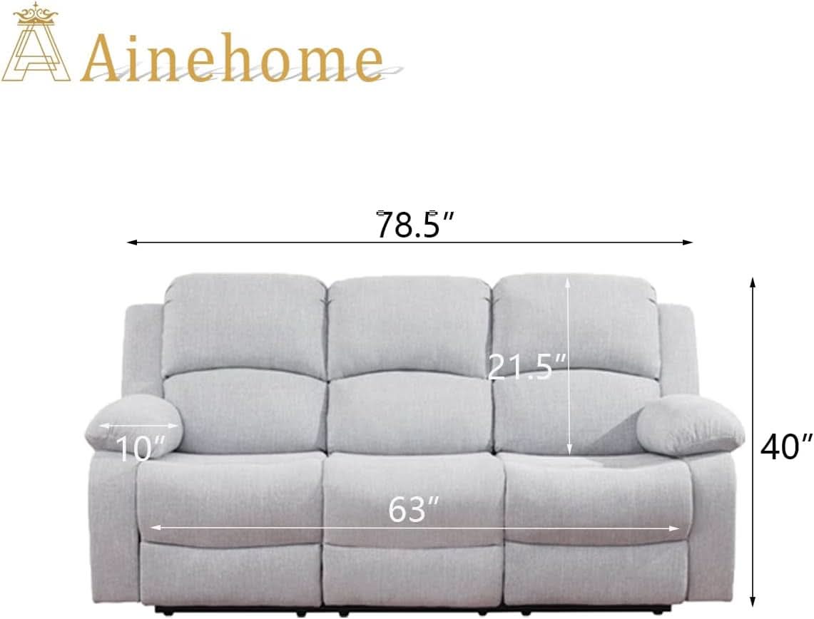 Grey White Microfiber Leather Recliner Sofa Set Living Room