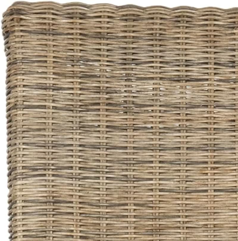 Grey Wicker Dining Chair 18 Inch Rattan Cotton Upholstery
