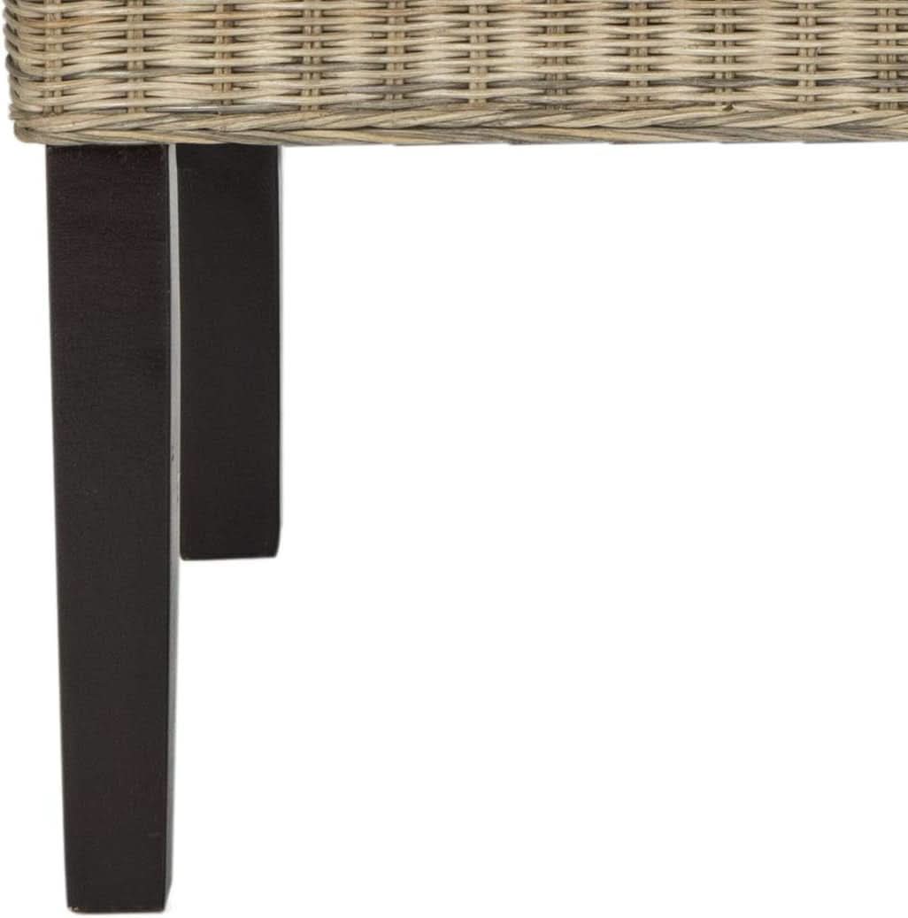 Grey Wicker Dining Chair 18 Inch Rattan Cotton Upholstery