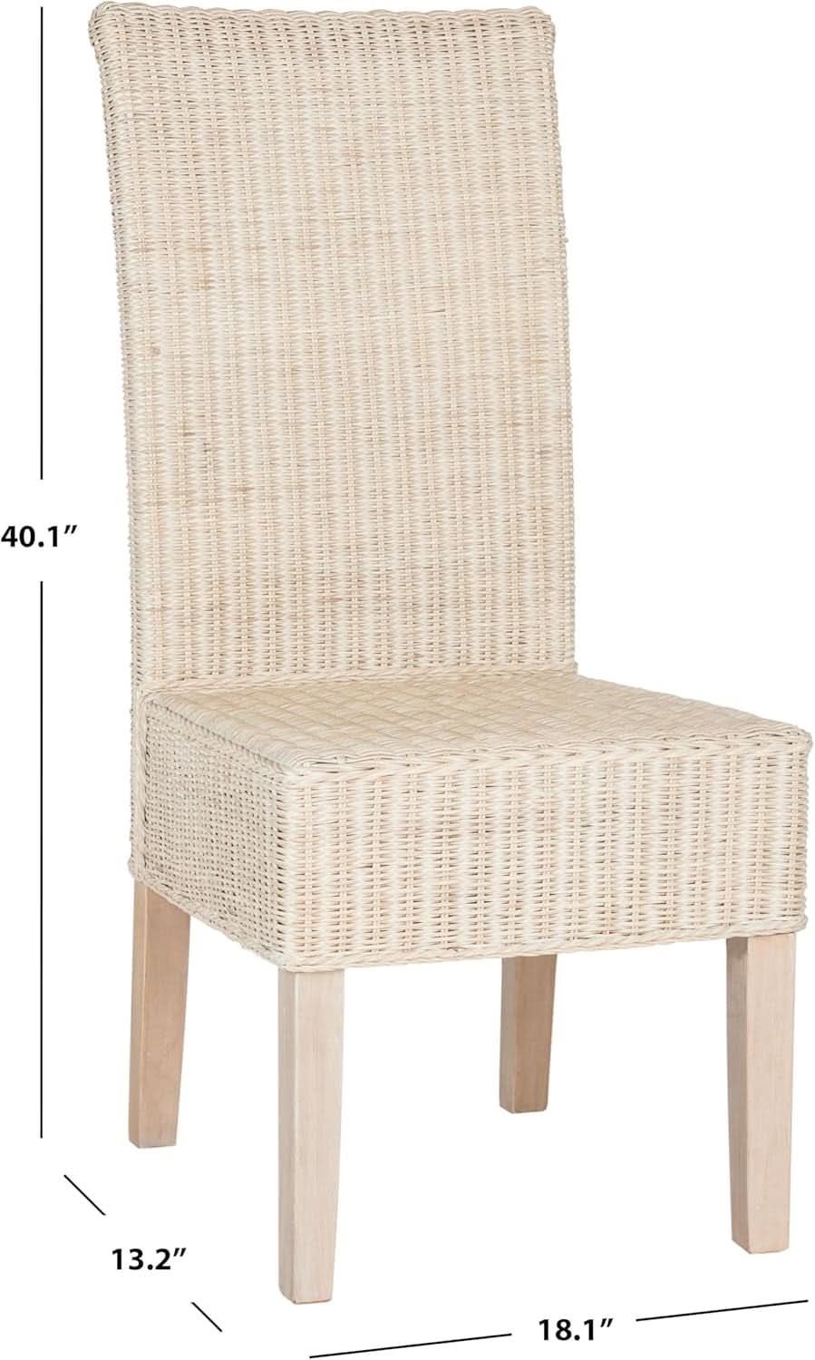 Grey Wicker Rattan 18 Inch Dining Chair For Living Room Safavieh