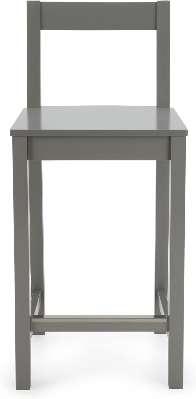 Grey Wooden Bar Stool With Backrest, 34.6 Inch Counter Height, Set Of 2