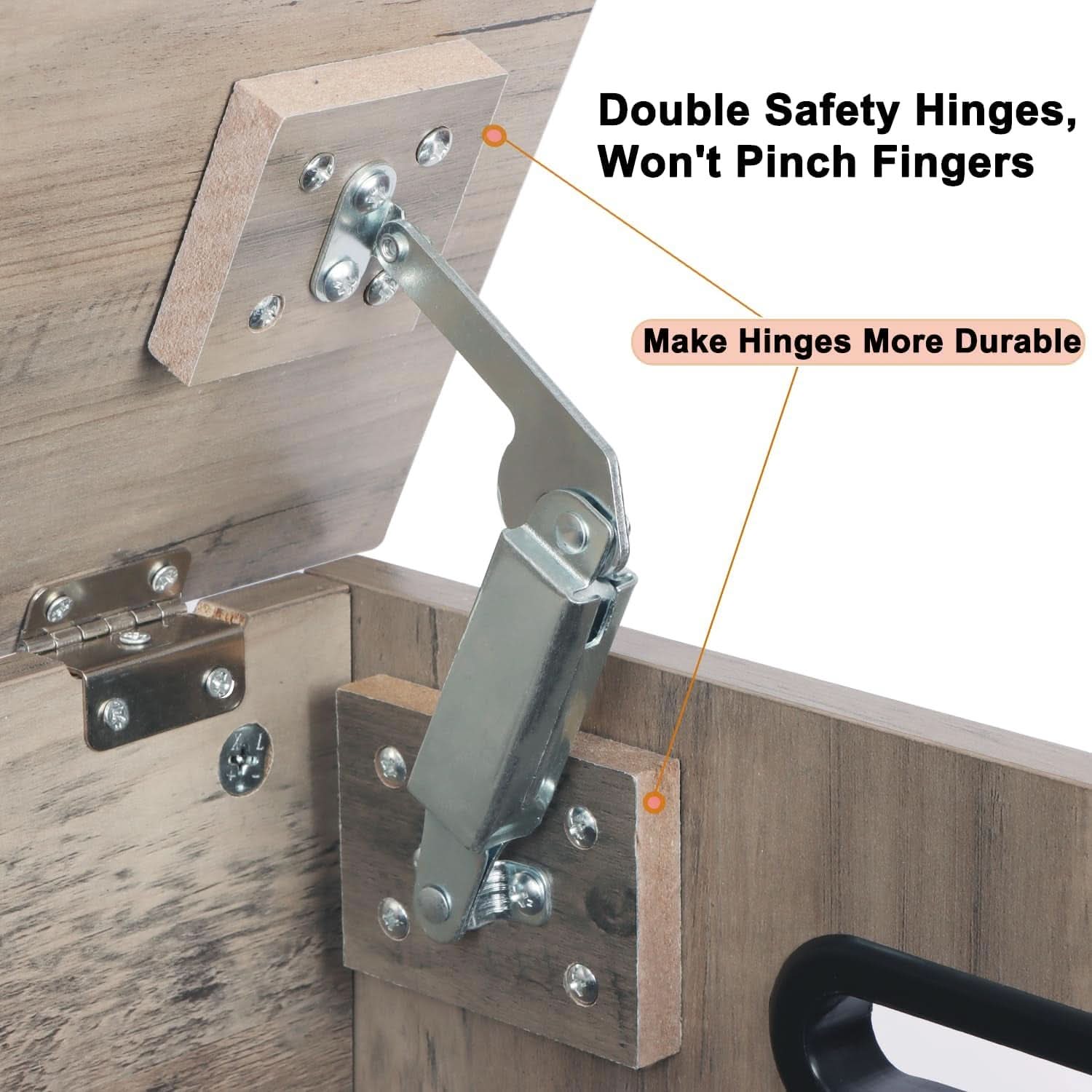 Grey Wooden Entryway Storage Bench Chest With Safety Hinges 39.4 Inch