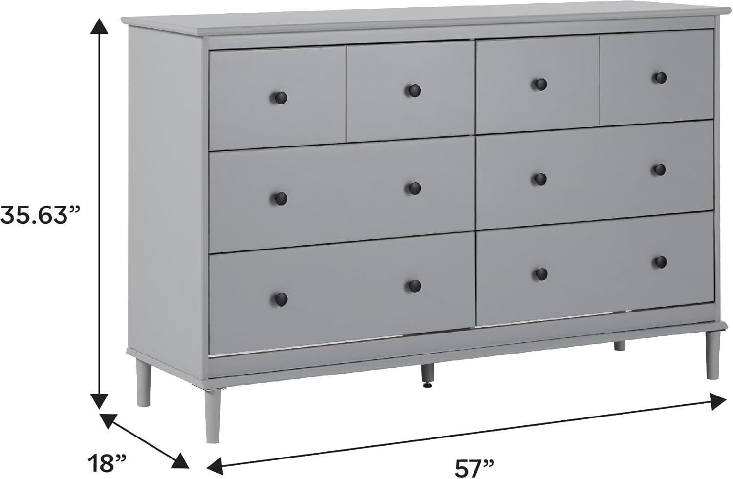 Greyish Handcrafted Solid Pine Dresser With Six Drawers