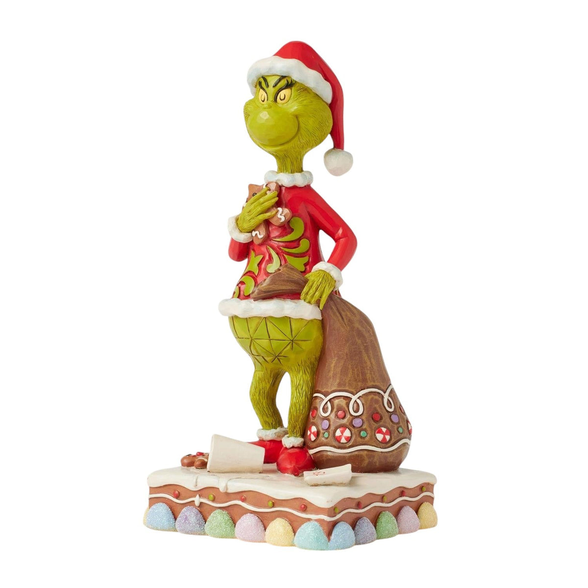 Grinch Eating Gingerbread Cookie and Milk
