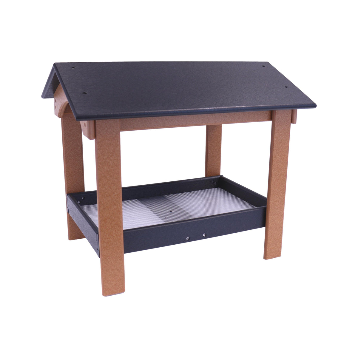 Ground Bird Feeder, Deluxe Fly-Through Covered Feeder for Birds and Squirrels with Screen Mesh Tray