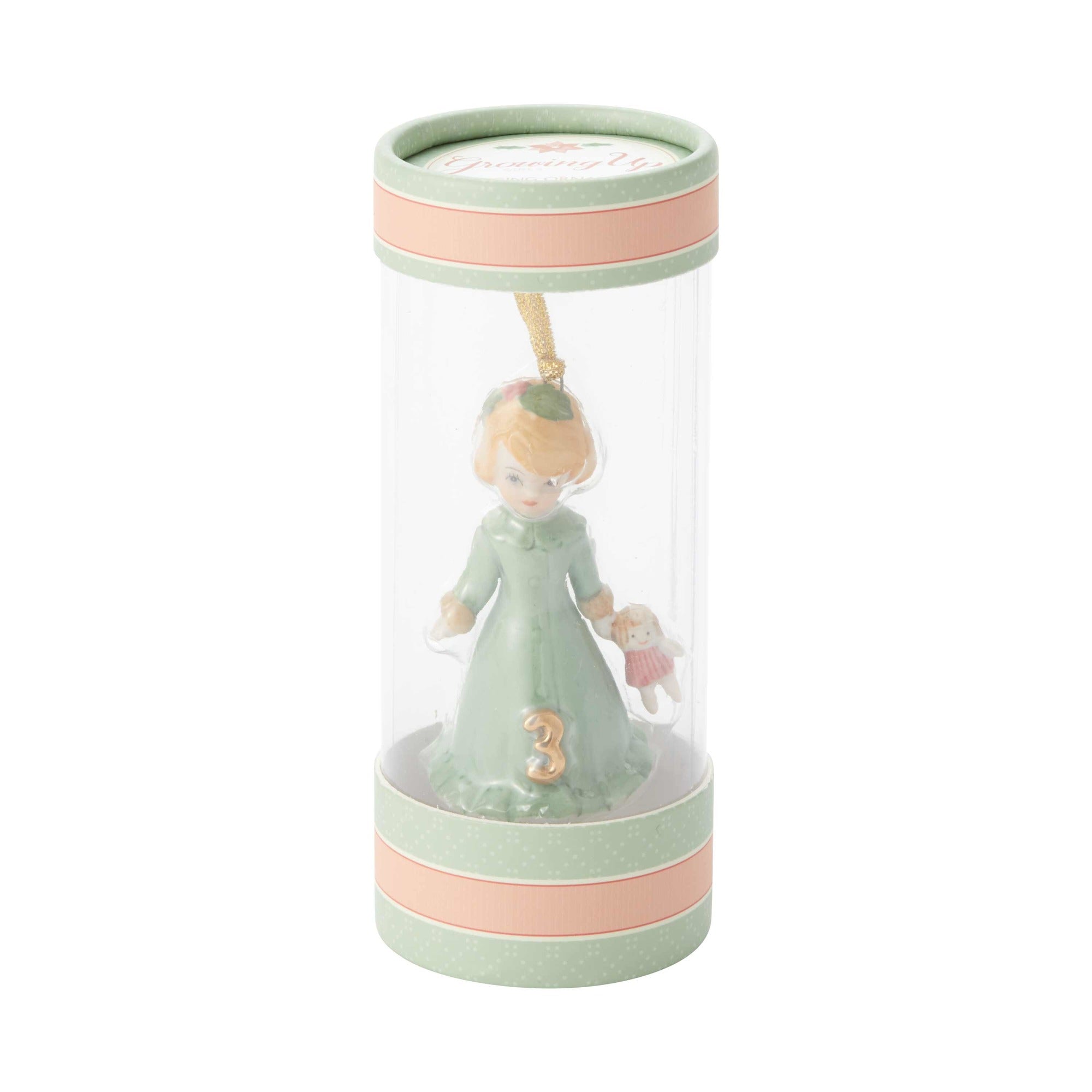 Growing Up Girl Ornament - Blonde Age 3