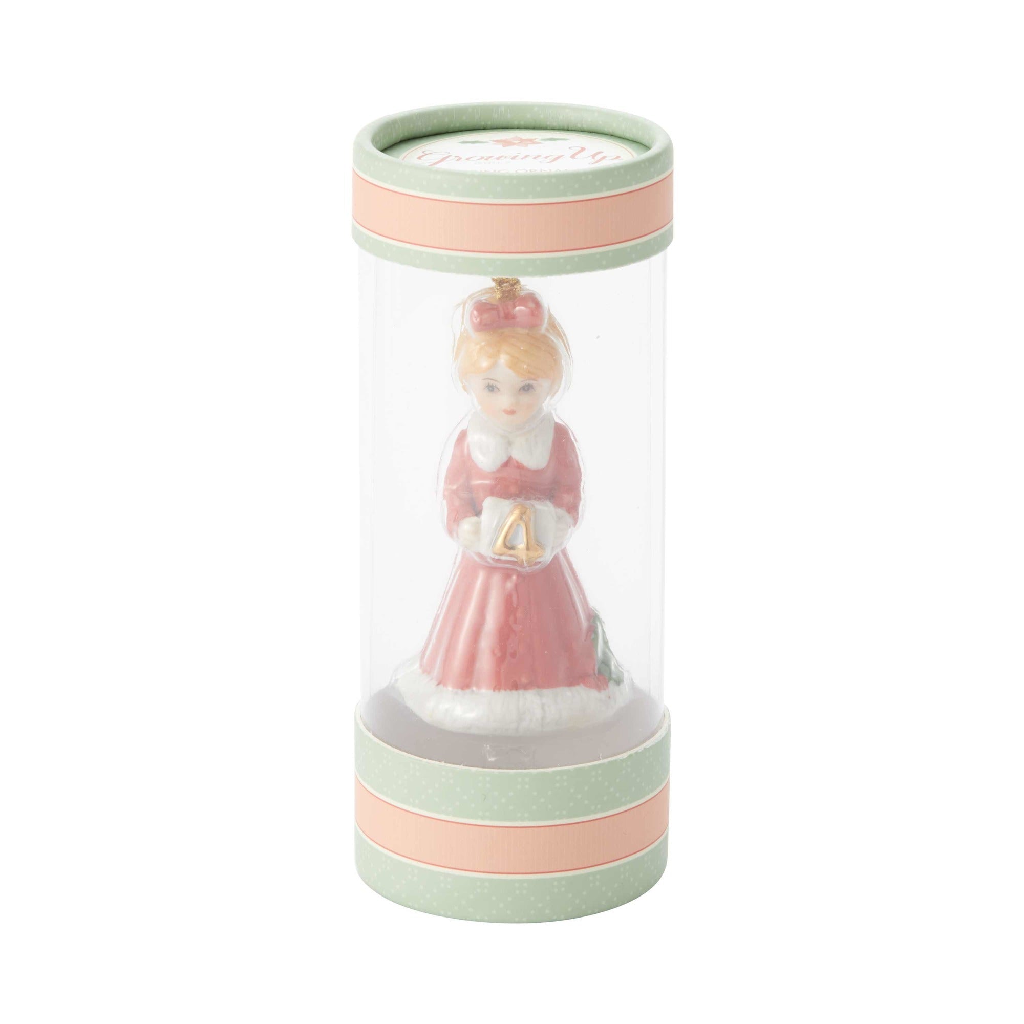 Growing Up Girl Ornament - Brunette Age 4