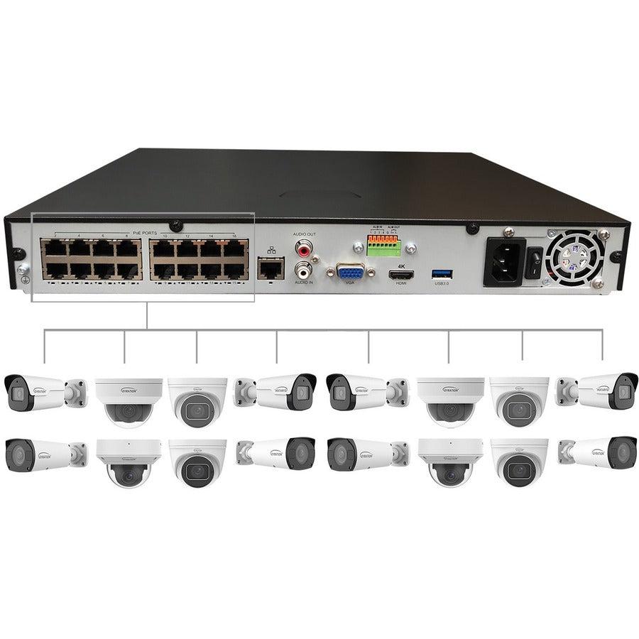 Gyration 16-Channel Network Video Recorder With PoE - 16 TB HDD