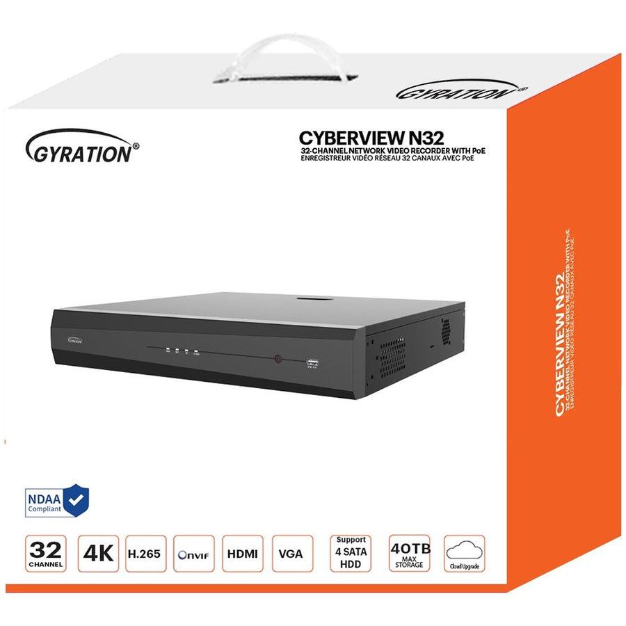 Gyration 32-Channel Network Video Recorder With PoE - 40 TB HDD