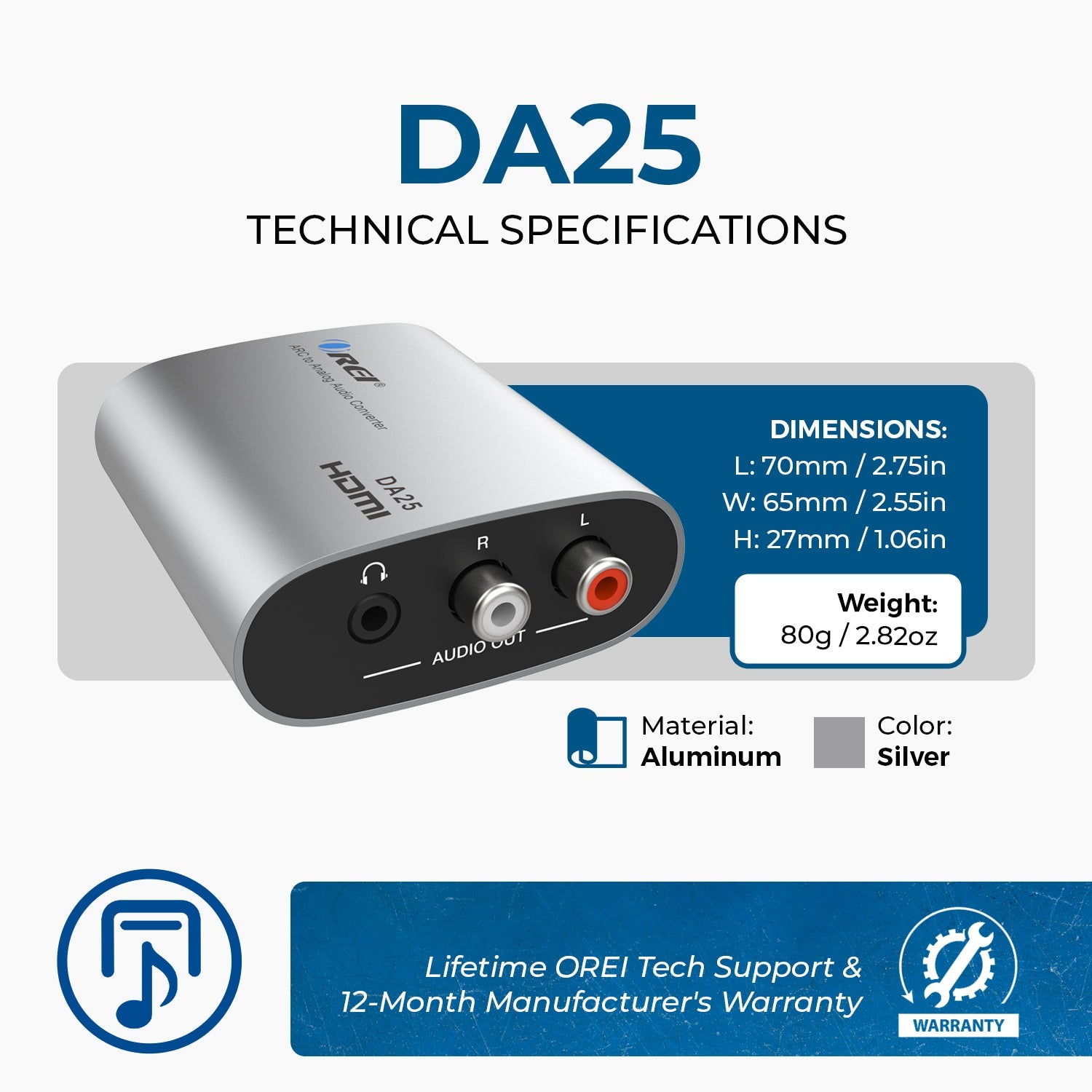 HDMI ARC/eARC to Analog Audio Converter (DA25)