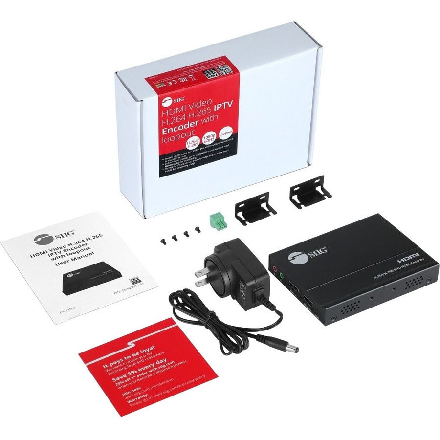 HDMI Video Encoder - SIIG H.264 H.265 IPTV Streaming with Loopout CE-H27511-S1
