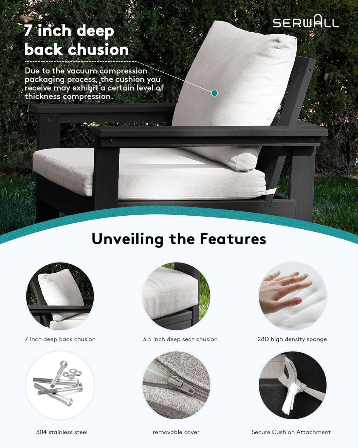 HDPE Outdoor Patio Furniture Set 7 Piece All Weather