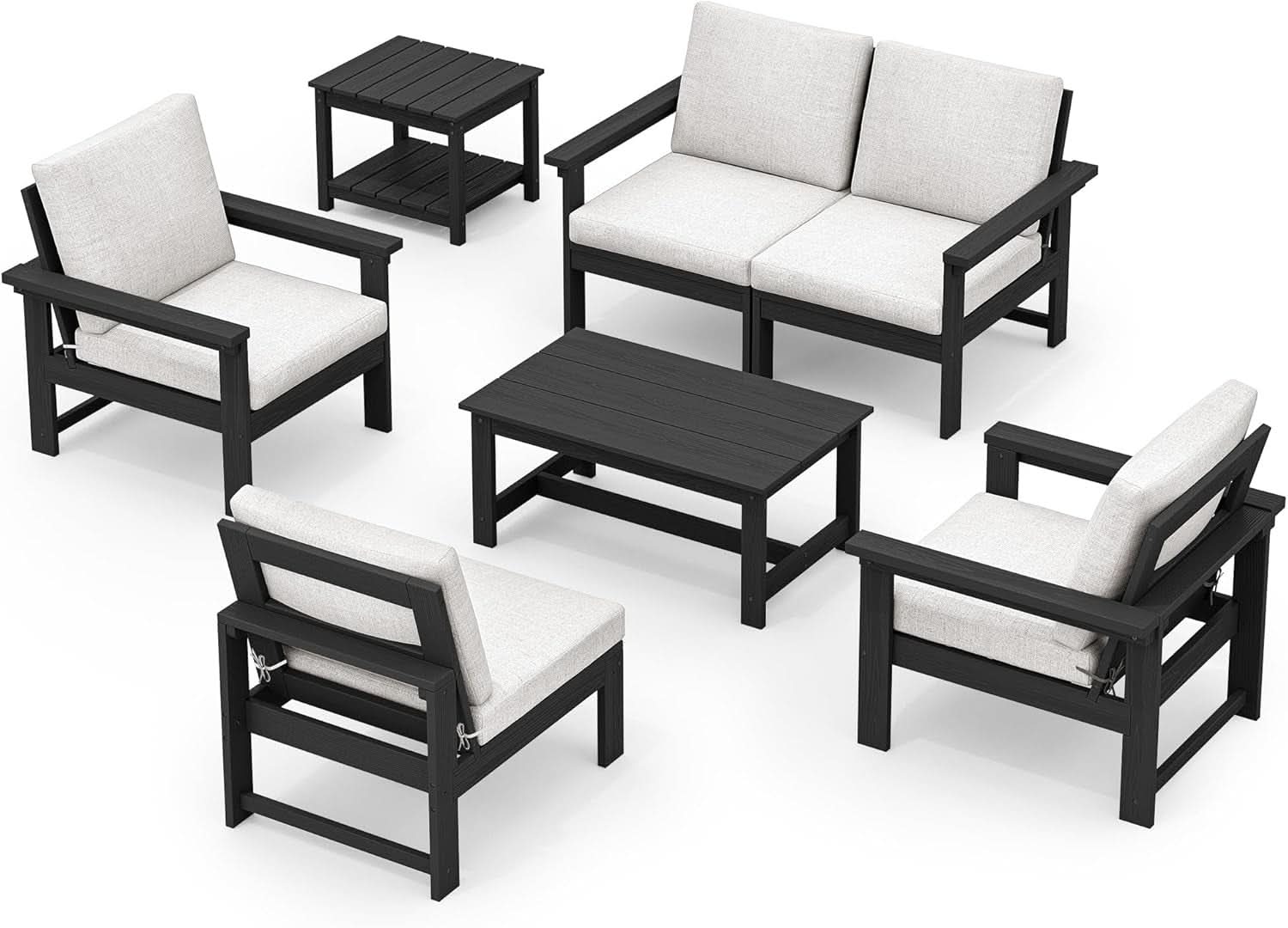 HDPE Outdoor Patio Furniture Set 7 Piece All Weather
