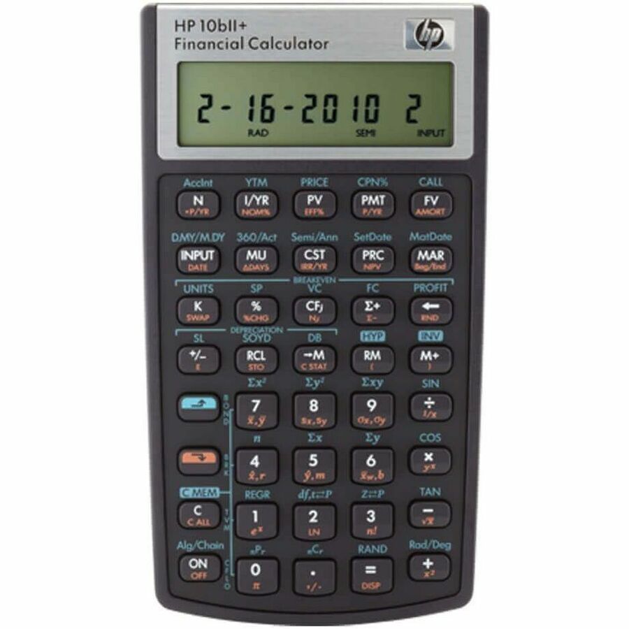 HP 10bII+ Financial Calculator - Power OFF Memory Protection - 1 Line(s) - 12 Digits -