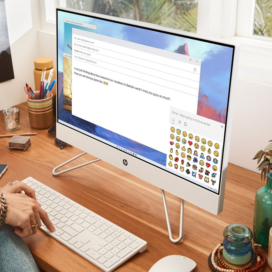 HP 24-cb0000i 24-cb0010 All-in-One Computer - Intel Celeron J4025 Dual-core (2 Core) 2 GHz - 8 GB RAM DDR4 SDRAM - 256 GB M.2 PCI Express NVMe SSD - 23.8" Full HD 1920 x 1080 - Desktop - Snow White