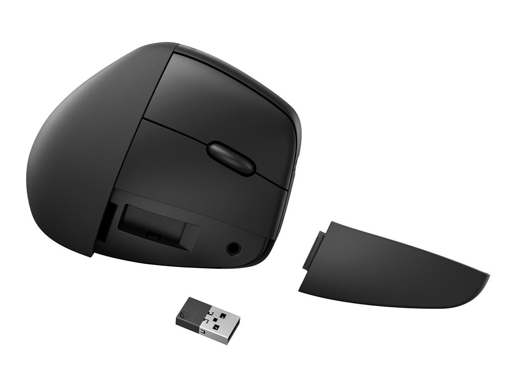 HP 920 - Mouse - ergonomic - 6 buttons - wireless - 2.4 GHz, Bluetooth 5.3 - USB wireless receiver - black