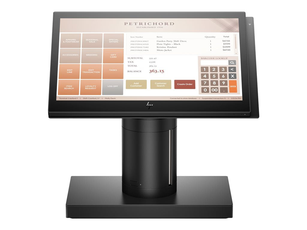 HP Engage One 143 - All-in-one - 1 x Core i3 7100U / 2.4 GHz - RAM 4 GB - SSD 128 GB - NVMe, TLC - HD Graphics 620 -