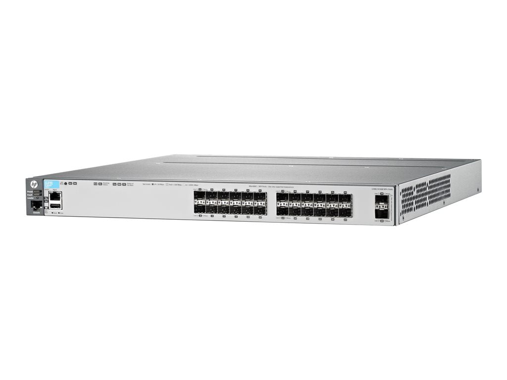 HPE Aruba 3800-24SFP-2SFP+ - Switch - L4 - managed - 24 x Gigabit SFP + 2 x 10 Gigabit Ethernet / 1 Gigabit Ethernet SFP+ - rack-mountable J9584AR#ABB