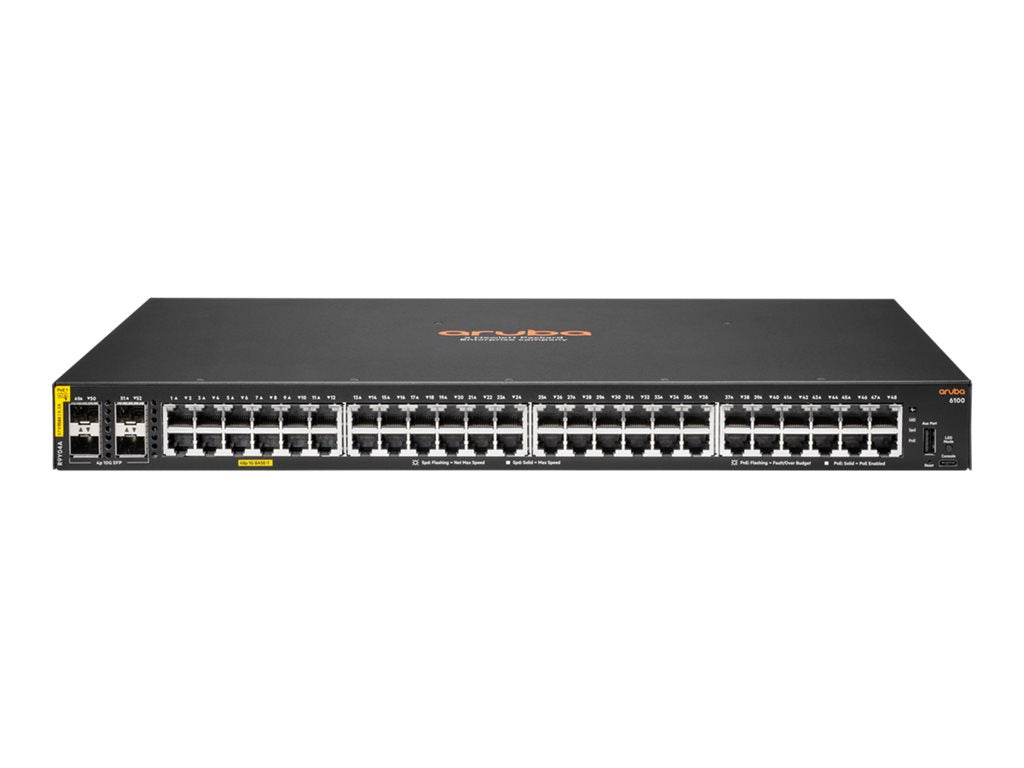 HPE Aruba Networking CX 6100 48G Class4 PoE 4SFP+ 740W Switch - Switch - L3 - managed - 48 x 10/100/1000 (PoE+) + 4 x 1 Gigabit R9Y04A#A1X