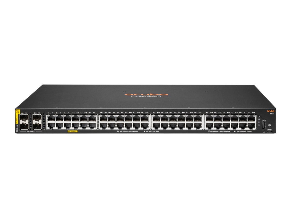 HPE Aruba Networking CX 6100 48G Class4 PoE 4SFP+ 740W Switch - Switch - L3 - managed - 48 x 10/100/1000 (PoE+) + 4 x 1 Gigabit R9Y04A#A1X