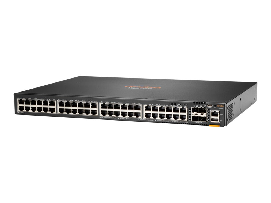 HPE Aruba Networking CX 6200F 48G 4SFP+ Switch - Switch - L3 - managed - 48 x 10/100/1000 + 4 x 100/1000/10G SFP+ - front and JL726B#B2B