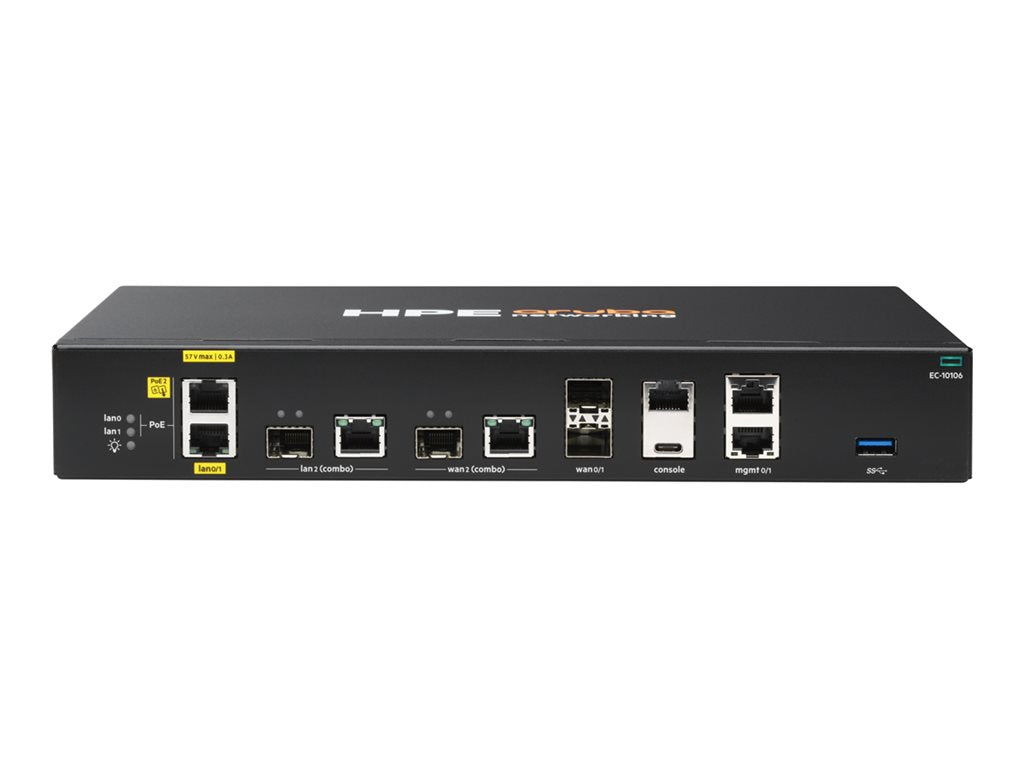 HPE Aruba Networking EdgeConnect 10106 SD-WAN Gateway - SD-WAN gateway - support for 1G/10G Fiber connectivity, flexible