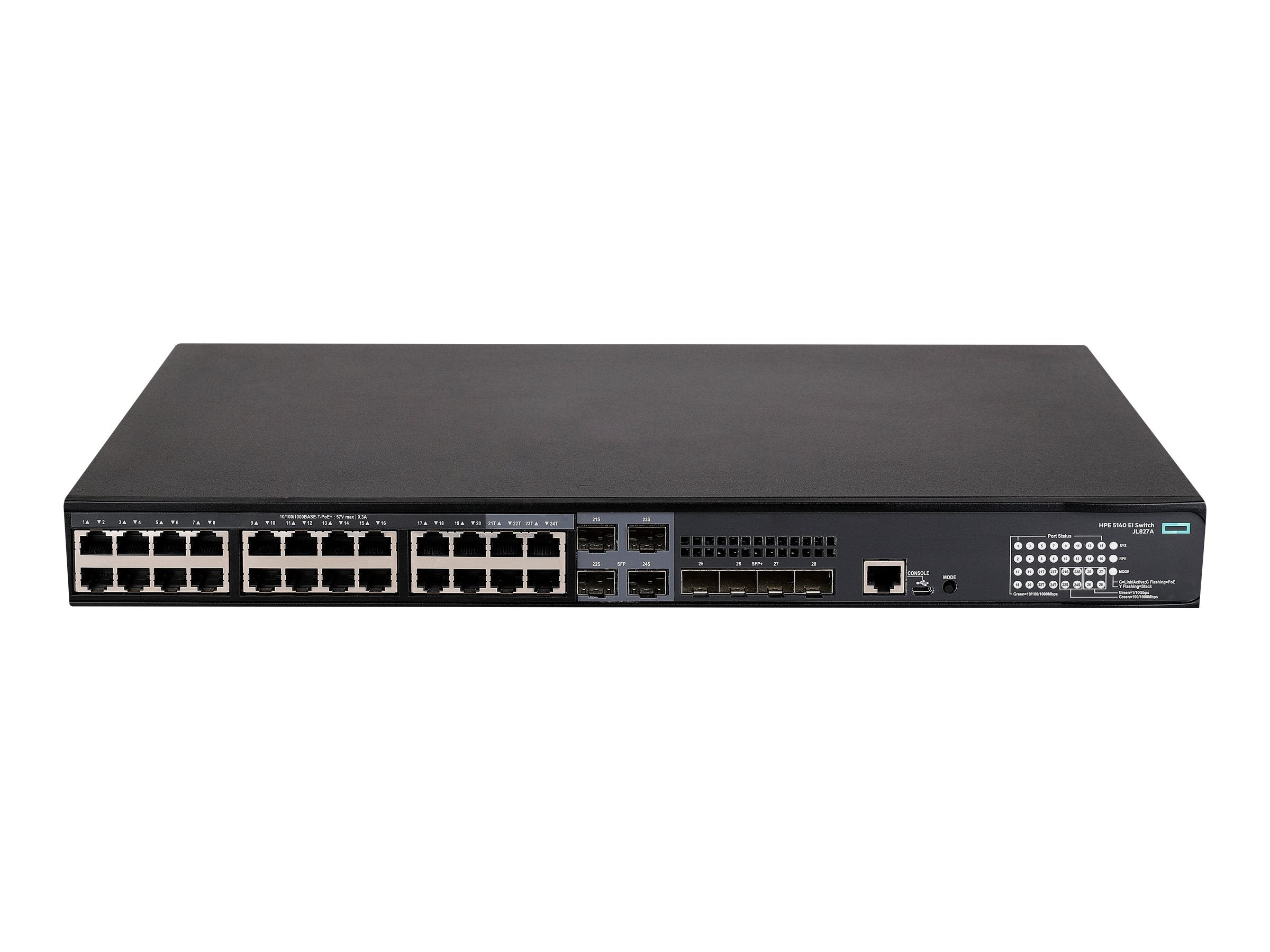 HPE FlexNetwork 5140 24G PoE+ 4SFP+ EI - Switch - L3 - smart - 24 x 10/100/1000 (PoE+) + 4 x combo 10/100/1000Base-T (PoE+) / JL827A#B2E