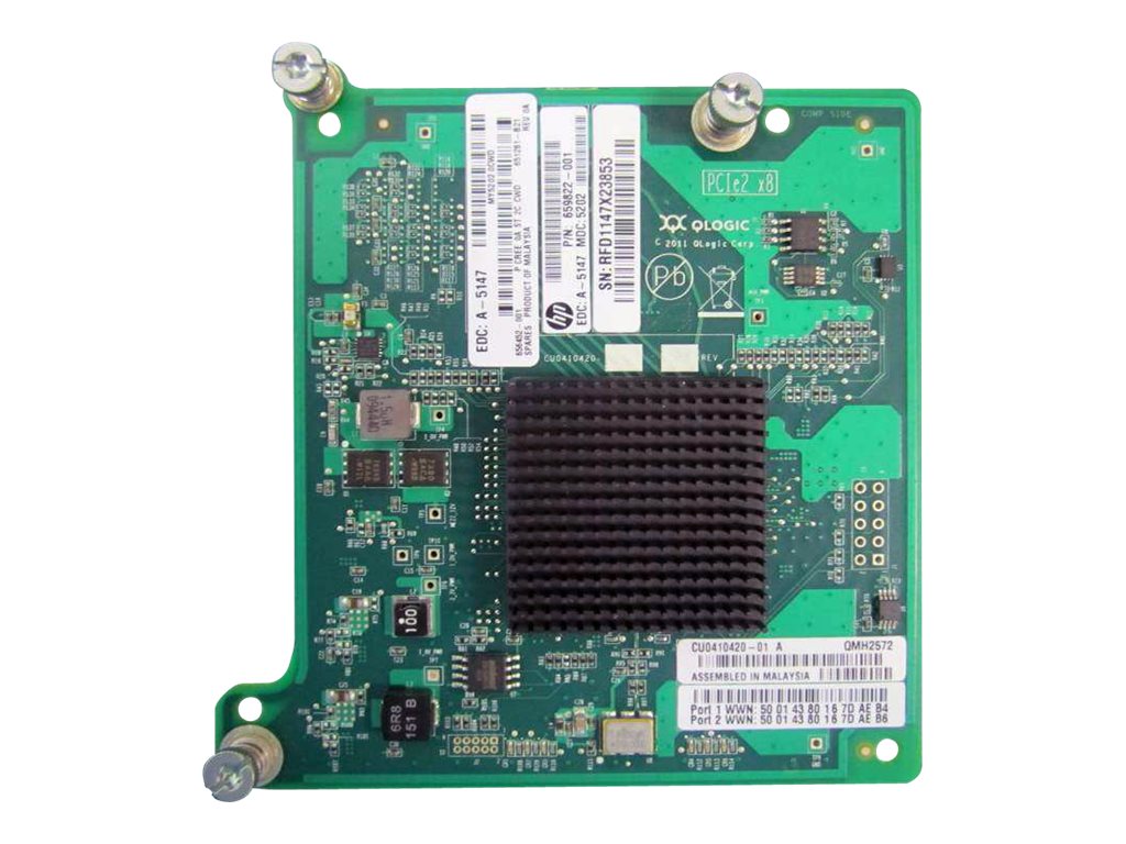 HPE QMH2572 - Host bus adapter - PCIe 2.0 x4 / PCIe x8 - 8Gb Fibre Channel x 2 - for ProLiant BL460c Gen8, BL465c Gen8