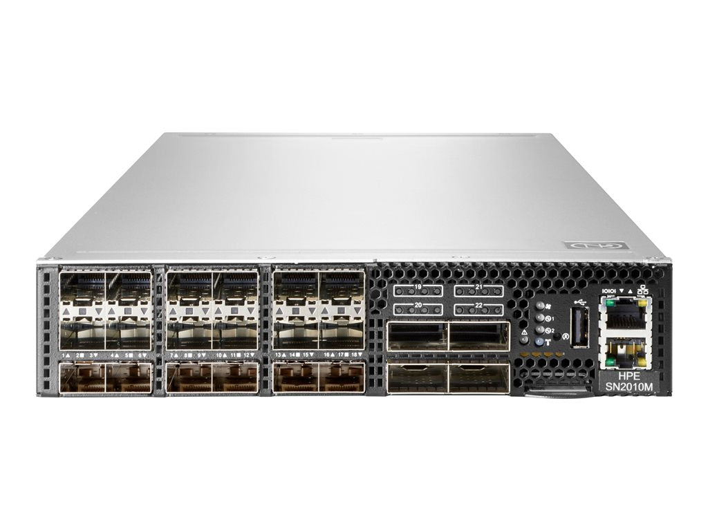 HPE SN2010M 25GbE 18SFP28 4QSFP28 Switch - M-Series - switch - half width - L3 - managed - 18 x 1/10/25 Gigabit SFP28 + 4 x 40 S2T75A