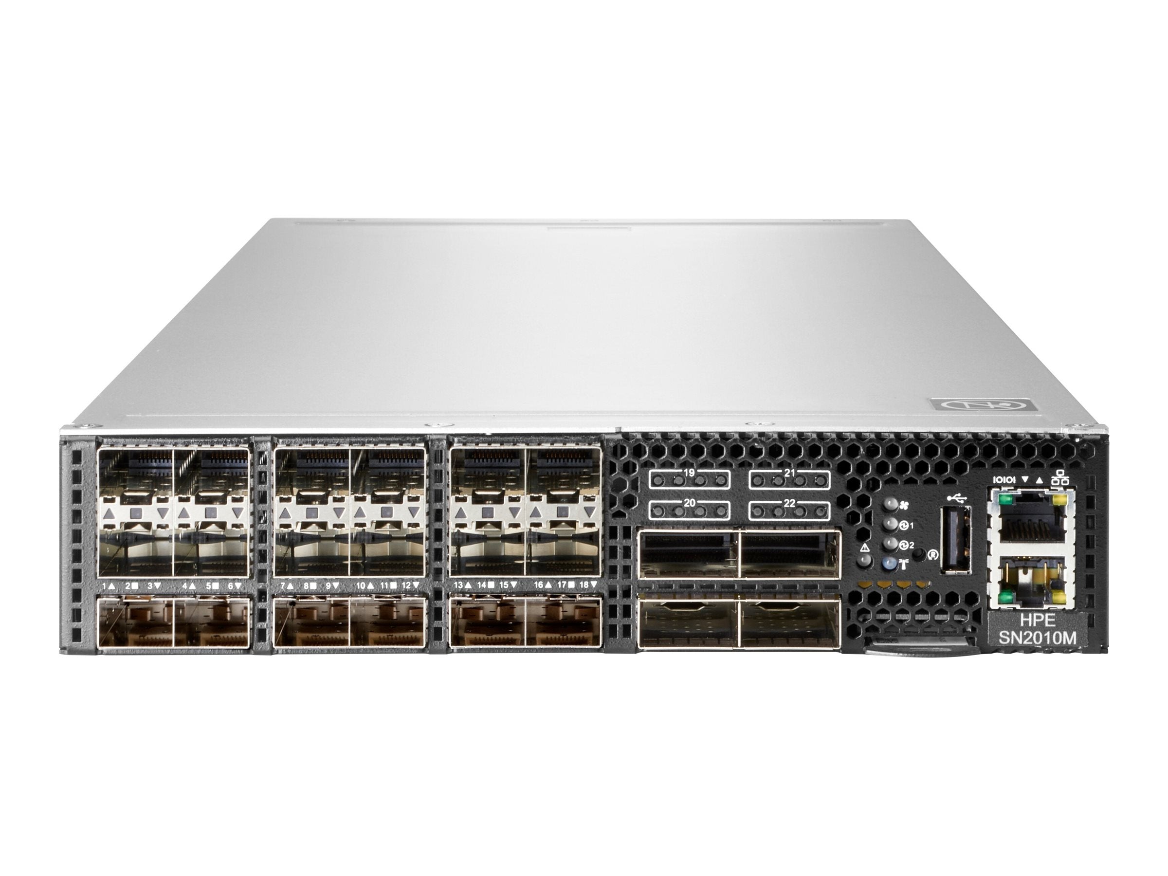 HPE SN2010M 25GbE 18SFP28 4QSFP28 Switch - M-Series - switch - half width - L3 - managed - 18 x 1/10/25 Gigabit SFP28 + 4 x 40 S2T75A