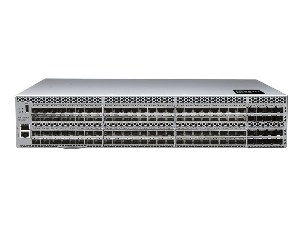 HPE SN6750B - Switch - managed - 96 x 64Gb Fibre Channel SFP+ + 16 x 64Gb Fibre Channel SFP56 Ports on Demand - rack-mountable R8U61A