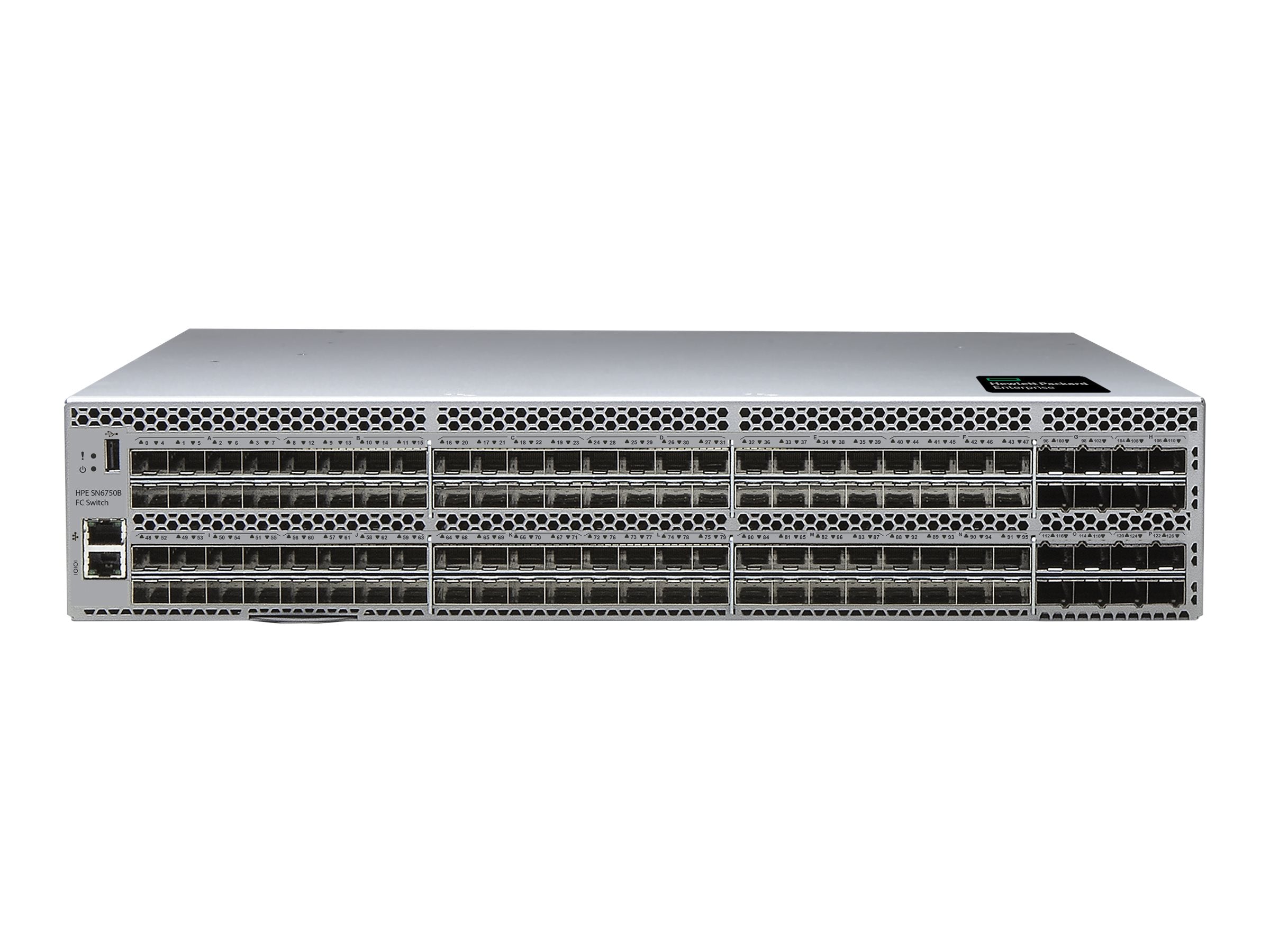 HPE SN6750B - Switch - managed - 96 x 64Gb Fibre Channel SFP+ + 16 x 64Gb Fibre Channel SFP56 Ports on Demand - rack-mountable R8U61A