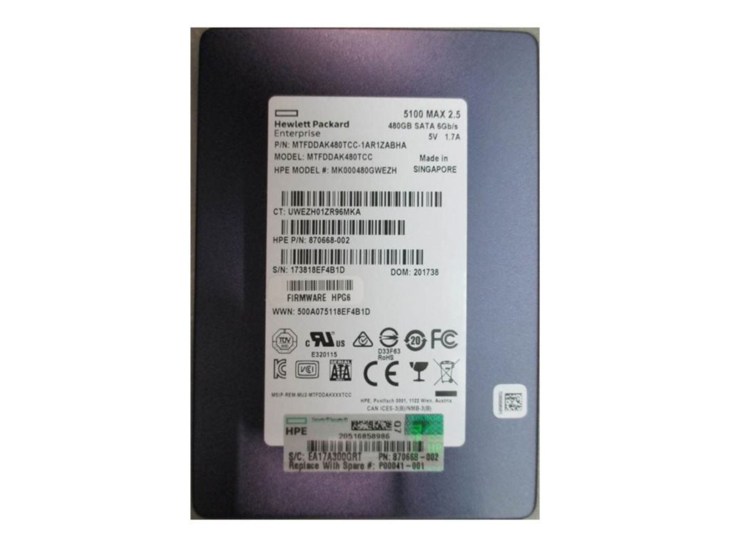 HPE - SSD - Mixed Use - 480 GB - internal - 2.5 SFF - SATA 6Gb/s"
