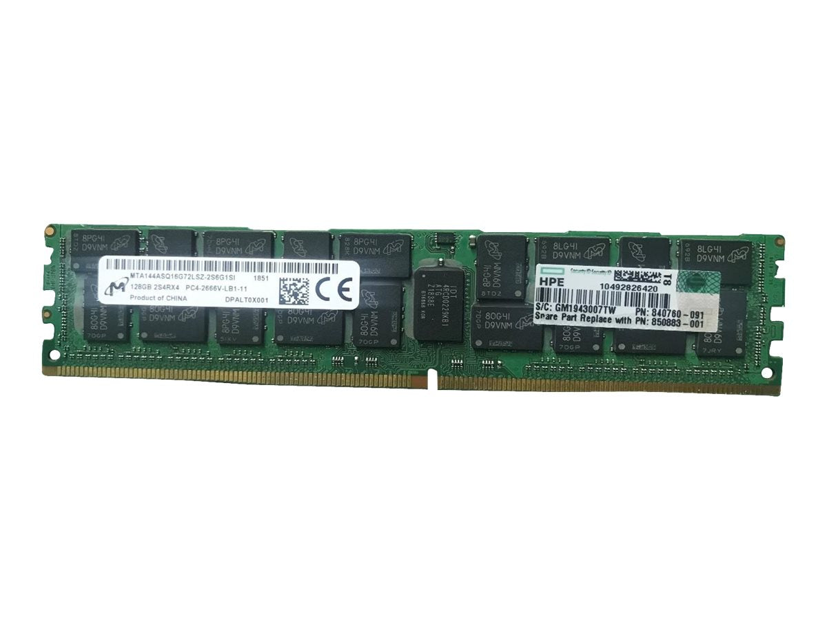 HPE SmartMemory - DDR4 - module - 128 GB - LRDIMM 288-pin - 2666 MHz / PC4-21300 - CL22 - 1.2 V - 3DS Load-Reduced - ECC - remarketed 815102R-K21