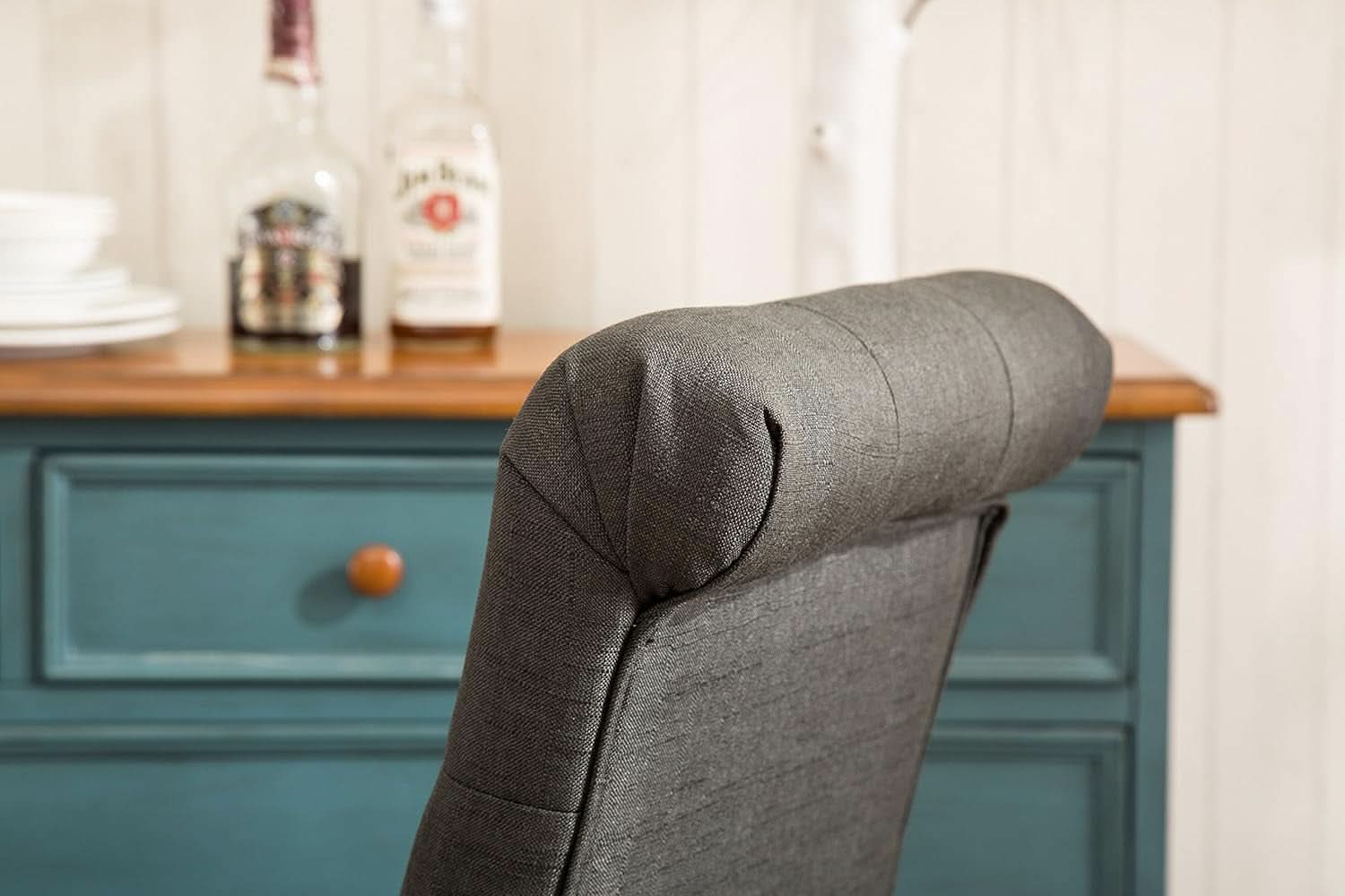Habit Solid Wood Tufted Parsons Charcoal Dining Chairs Set Of 2