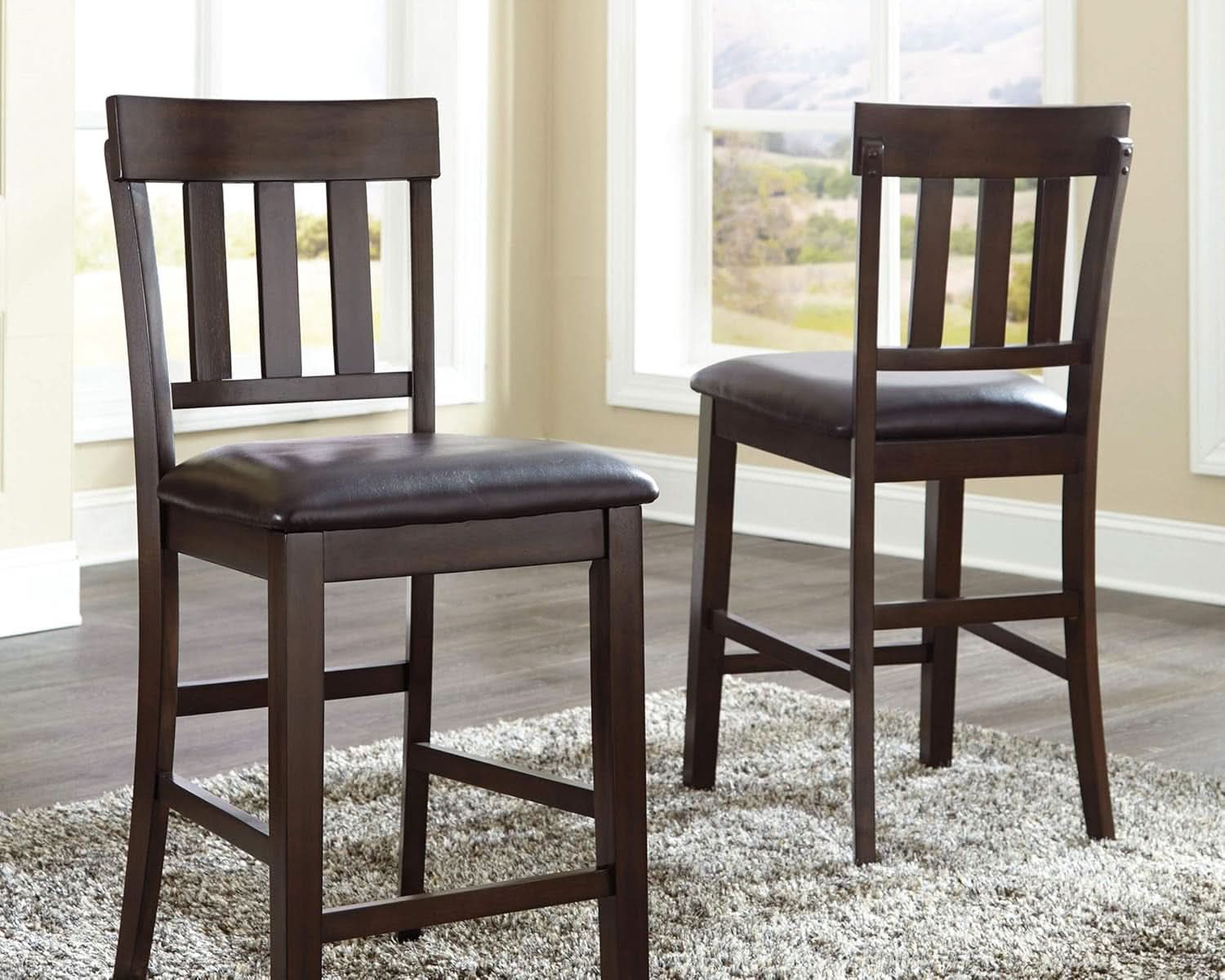 Haddigan 24 Inch Dark Brown Upholstered Bar Stool Set Of 2