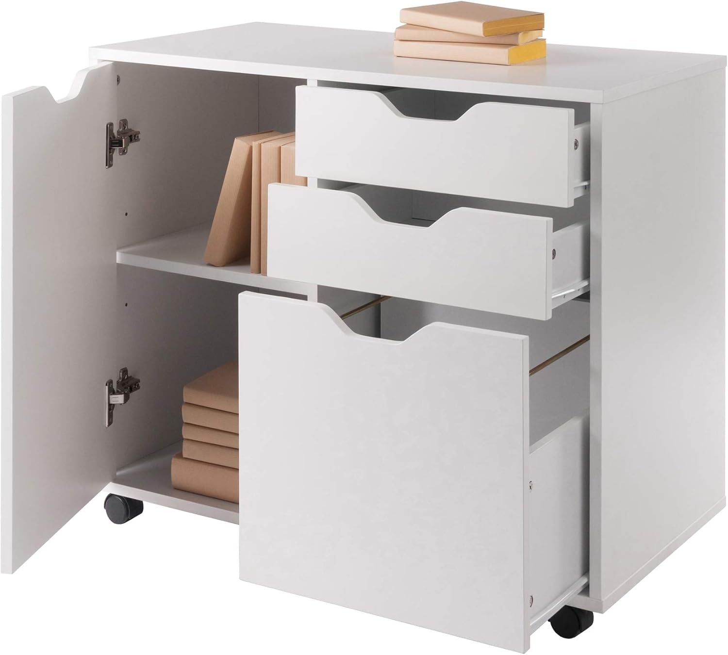 Halifax White Mobile Filing Cabinet With 3 Drawers