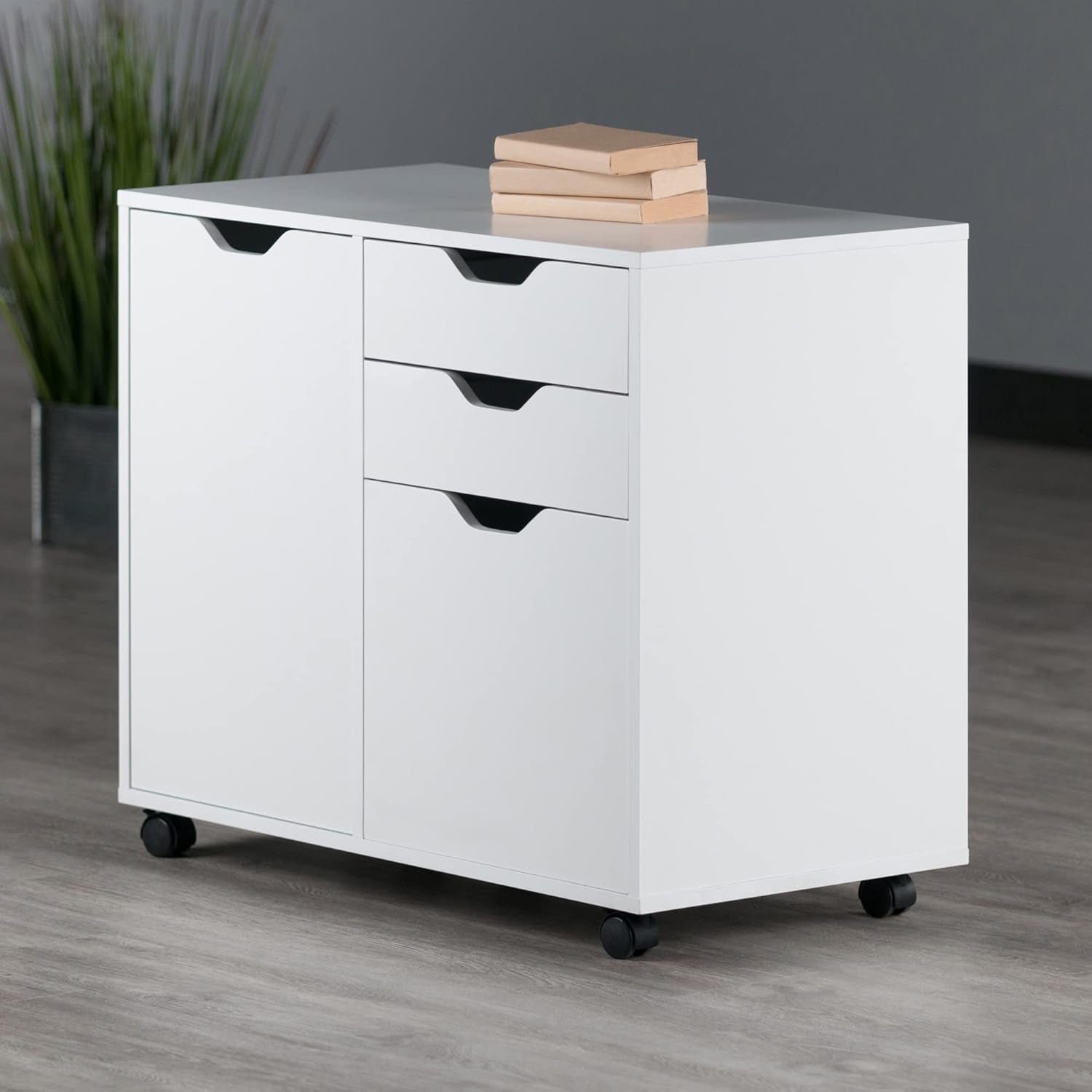 Halifax White Mobile Filing Cabinet With 3 Drawers
