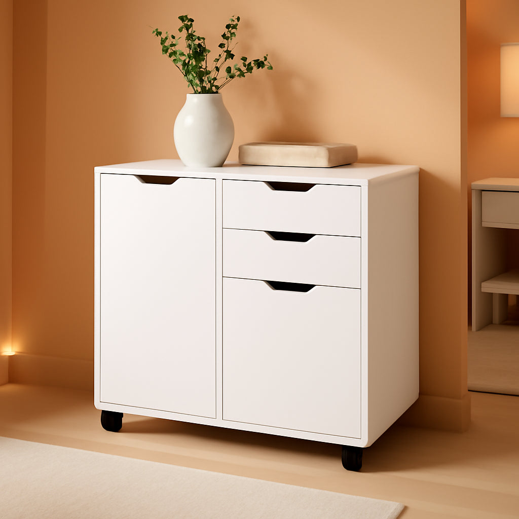 Halifax White Mobile Filing Cabinet With 3 Drawers