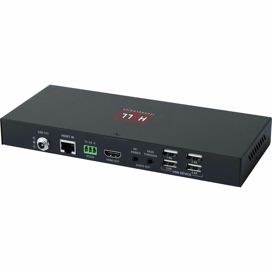 Hall HDBaseT 2.0 Receiver with USB and Audio De-embedding - 230 ft Range - 1 x Network