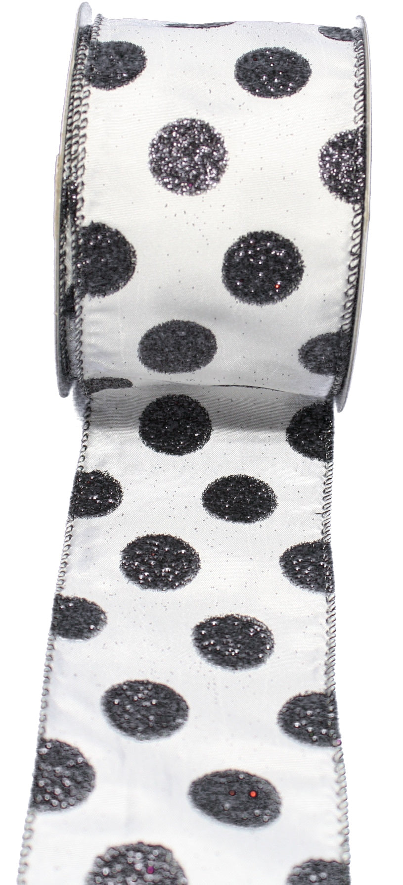 Halloween Wire Ribbon 2.5 inches x 25 feet - Black Sparkle