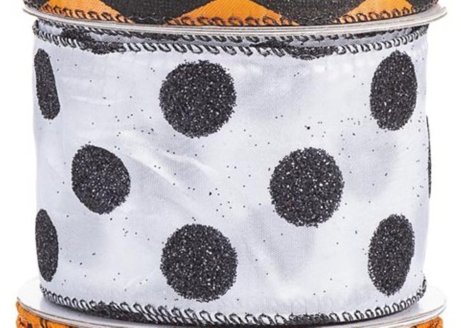 Halloween Wire Ribbon 2.5 inches x 25 feet - Black Sparkle