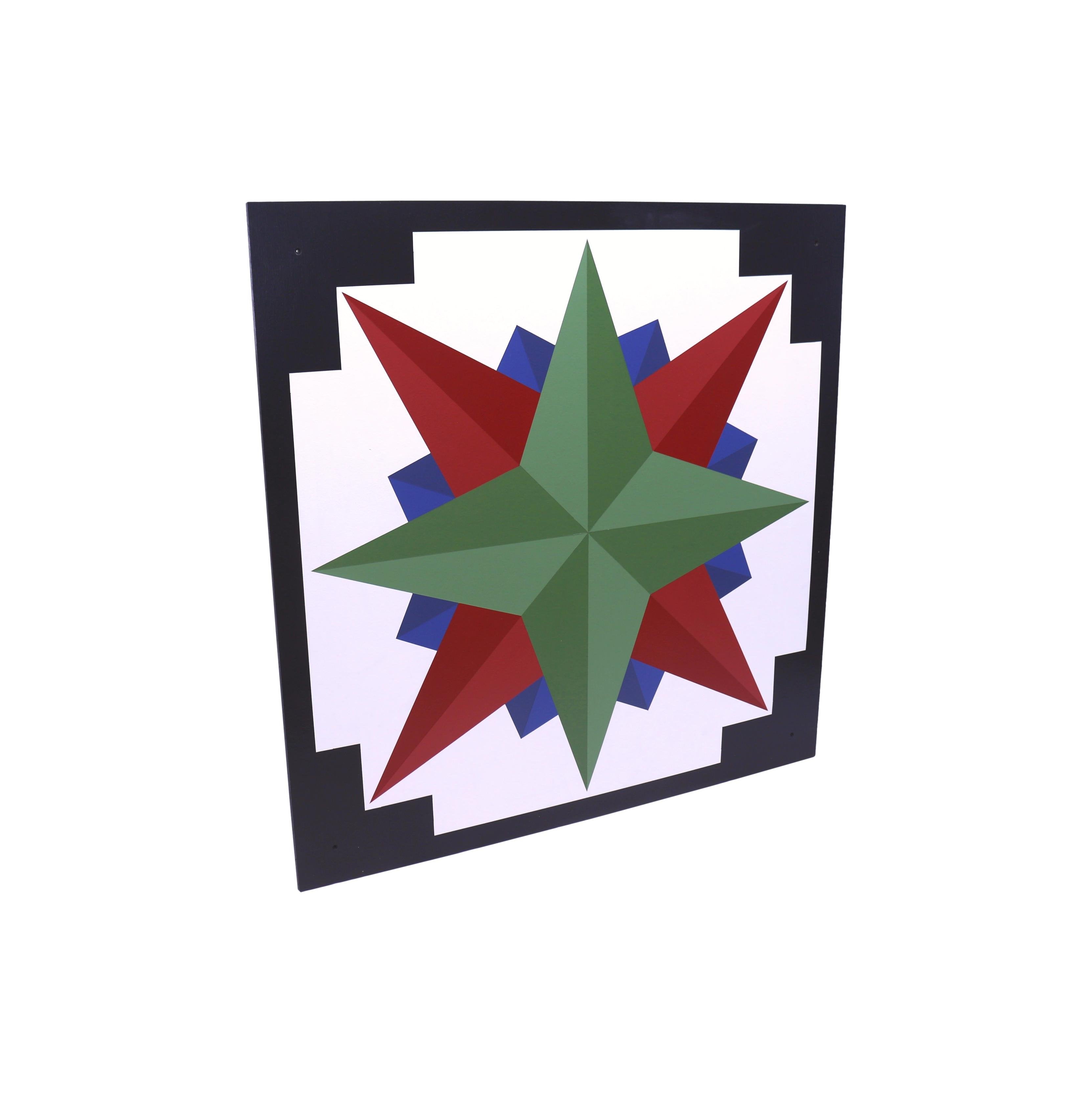Hand-Painted Barn Quilt Sign - Mariner's Compass "Sailor" Design