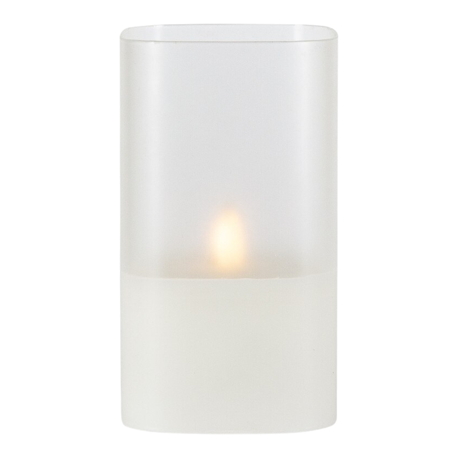 Hand-Poured Real Wax LED Candle in Square Frosted Glass