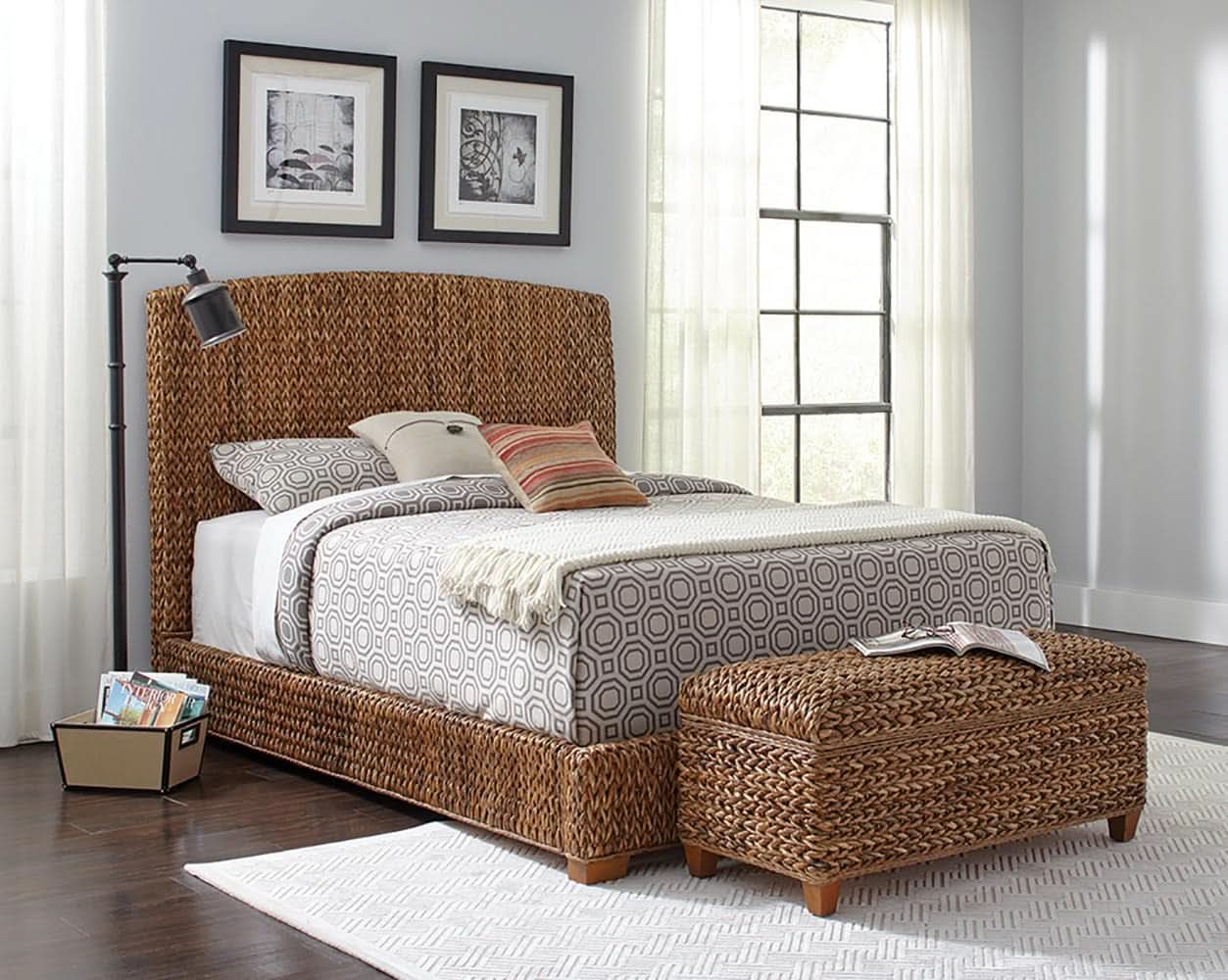 Hand Woven Banana Leaf Queen Size Headboard Amber