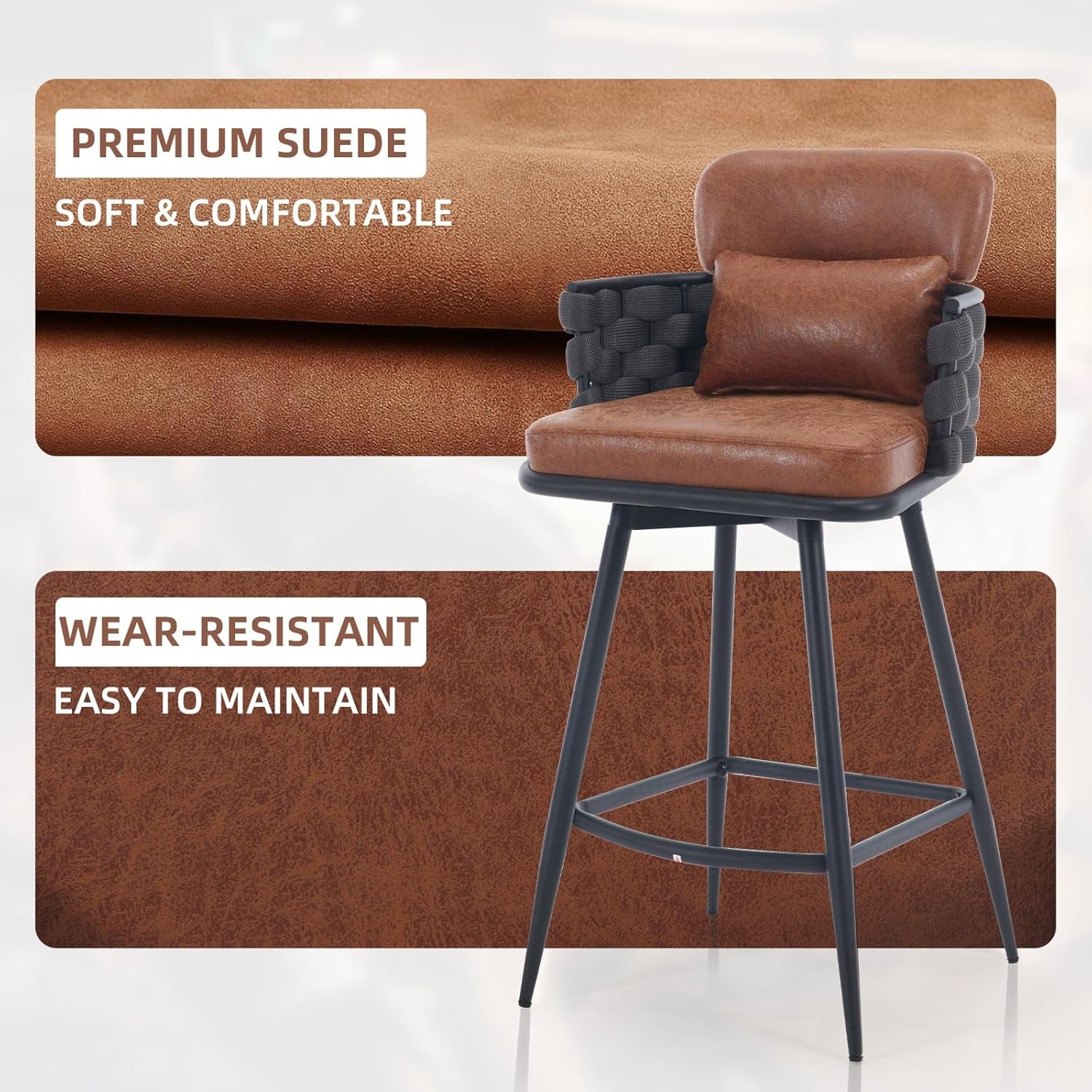 Hand Woven Counter Height Bar Stools Set of Two